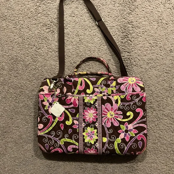 NWT Vera Bradley Vintage Laptop Portfolio Purple Punch Floral Bag Crossbody Y2K - Picture 2 of 9